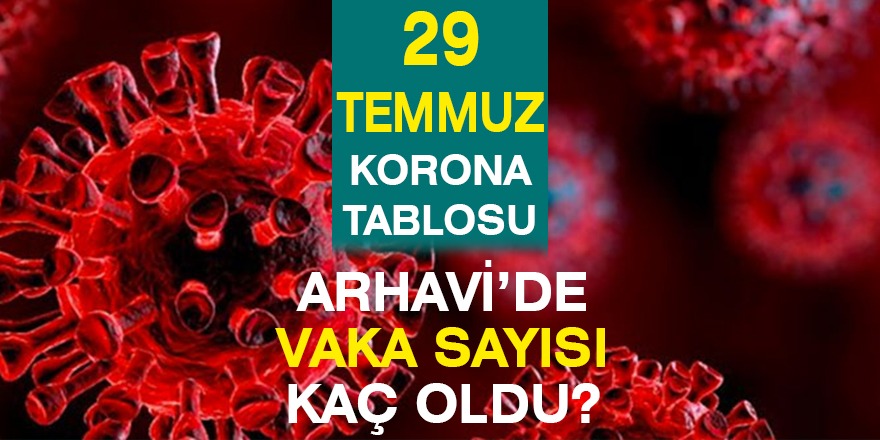 Arhavi 29.07.2021 Güncel Koronavirüs Tablosu 