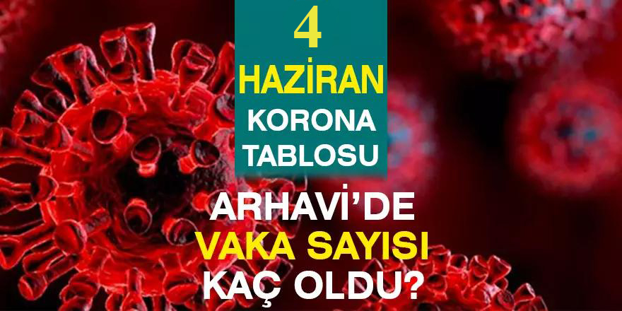 Arhavi Güncel Koronavirüs Tablosu 04.06.2021