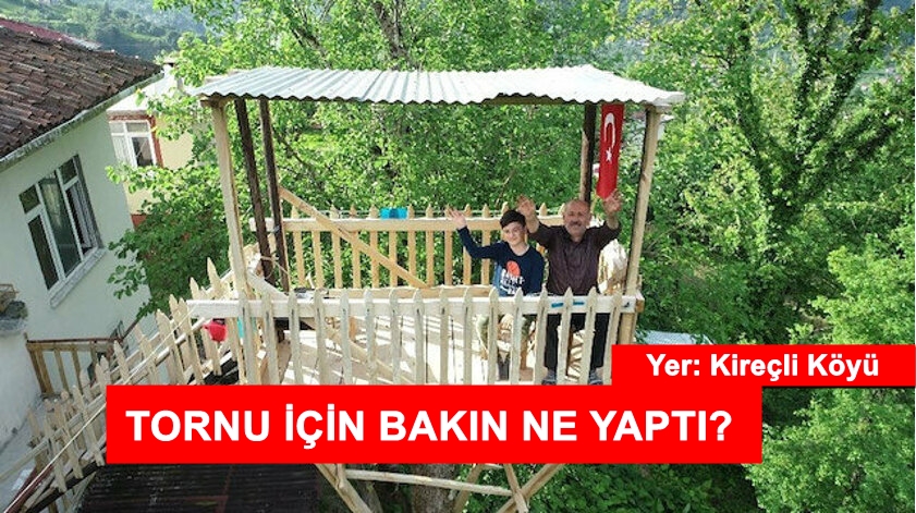 Arhavi'li Ali Dede torunu için evinin balkonuna bakın ne yaptı?